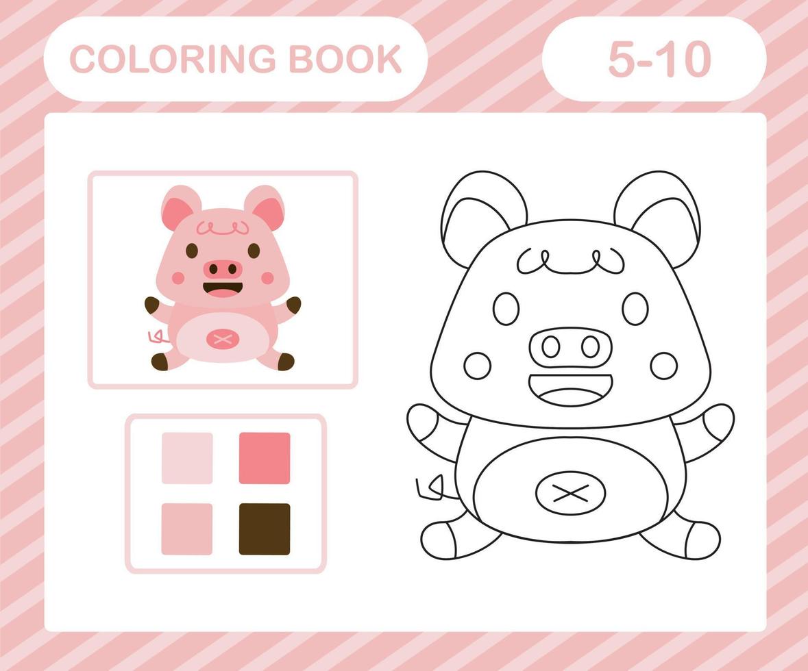 coloration pages dessin animé cochon, éducation Jeu pour des gamins âge 5 et dix année vieux vecteur