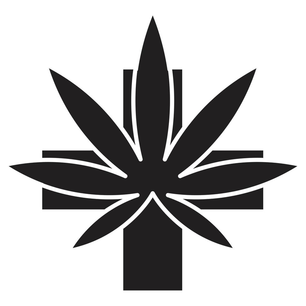 traverser et cannabis feuille vecteur icône conception. médical plat icône.
