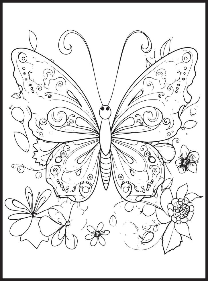 papillon coloration pages pour adultes vecteur