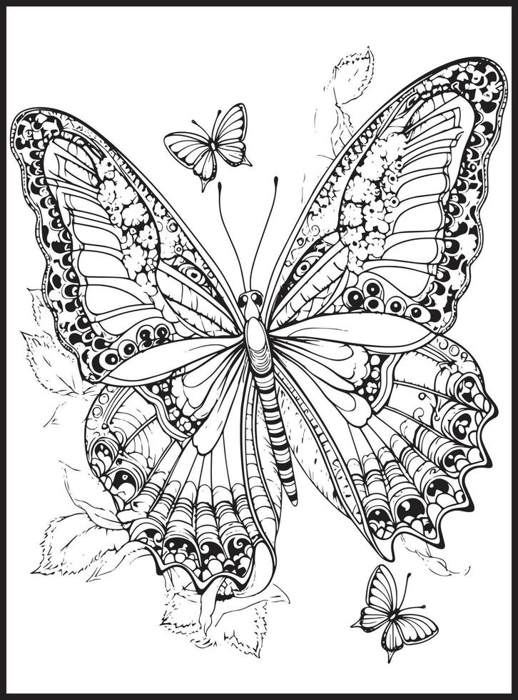 papillon coloration pages pour adultes vecteur