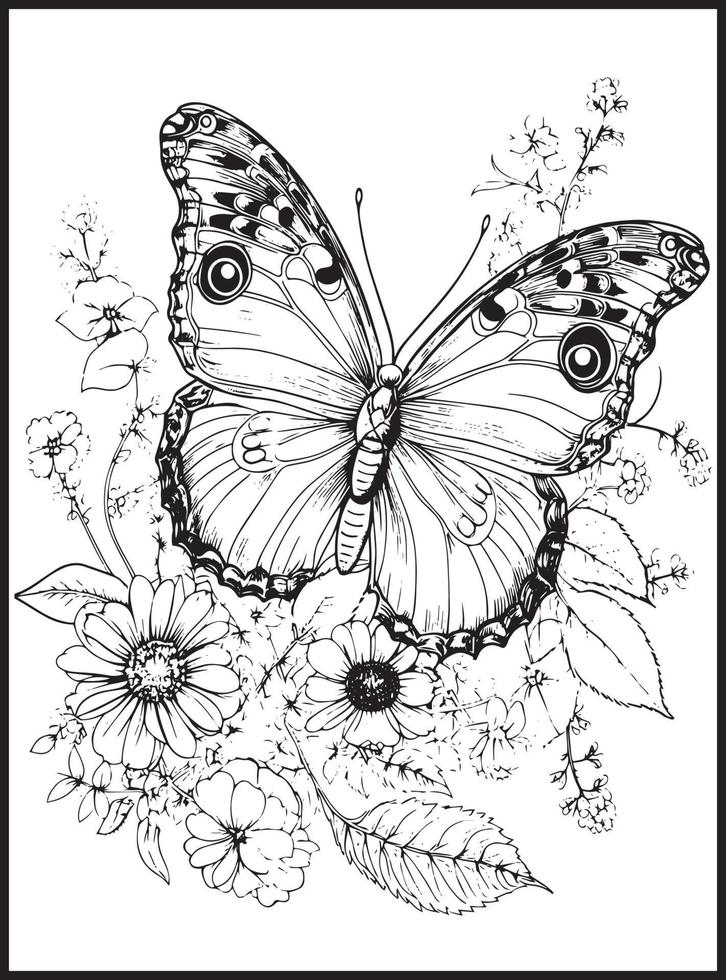 papillon coloration pages pour adultes vecteur