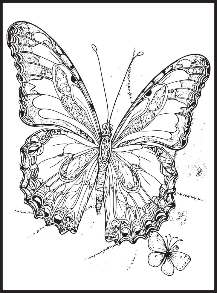 papillon coloration pages pour adultes vecteur