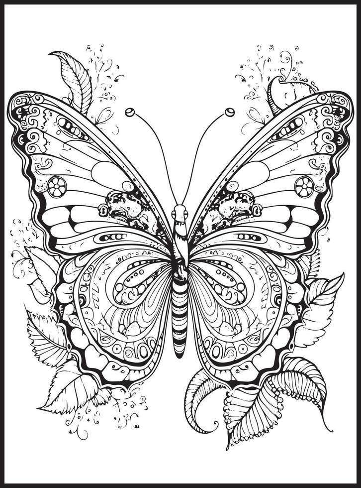 papillon coloration pages pour adultes vecteur