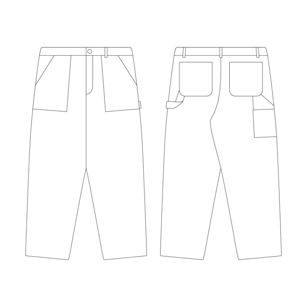 modèle bouffant en forme Charpentier un pantalon vecteur illustration plat conception contour Vêtements collection