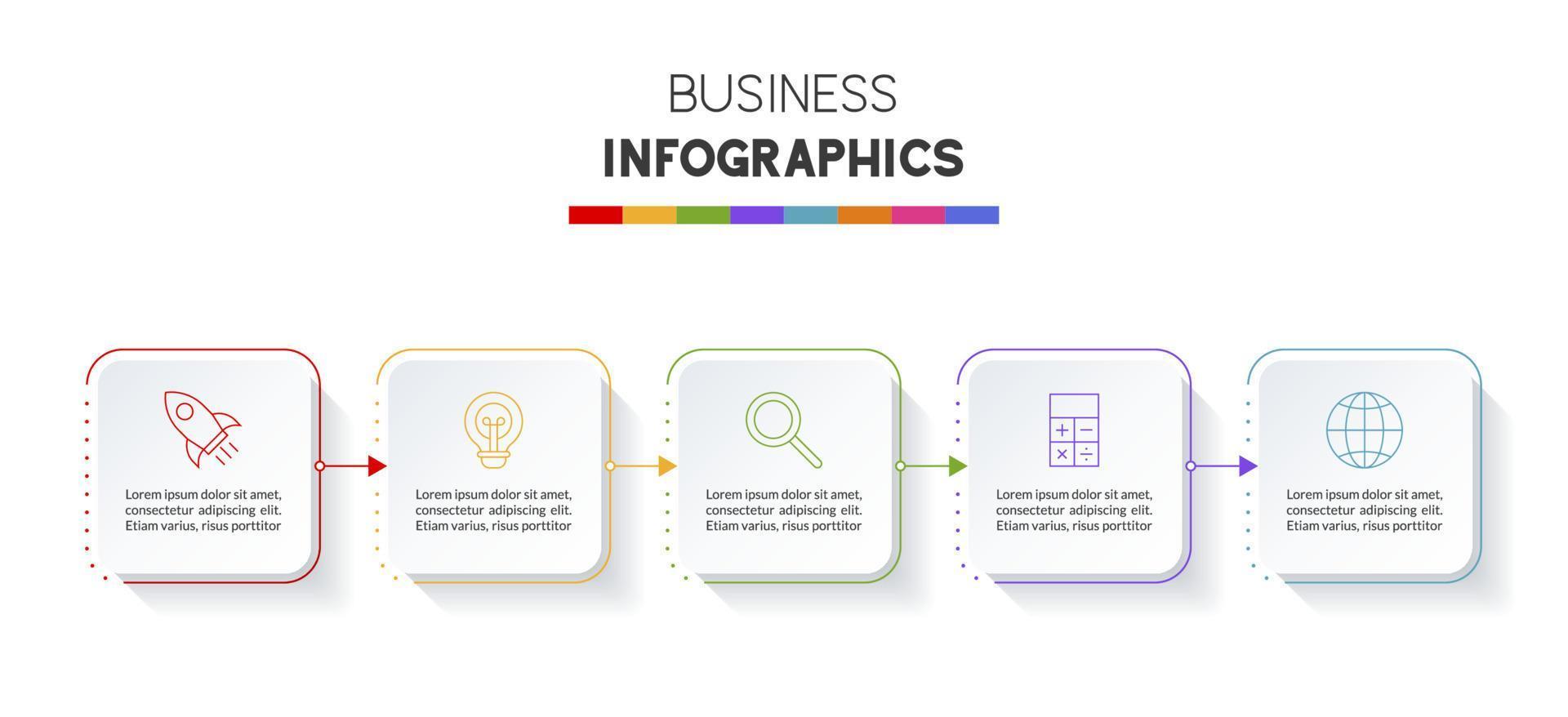 infographie conception modèle et Icônes avec 5 les options ou 5 pas vecteur