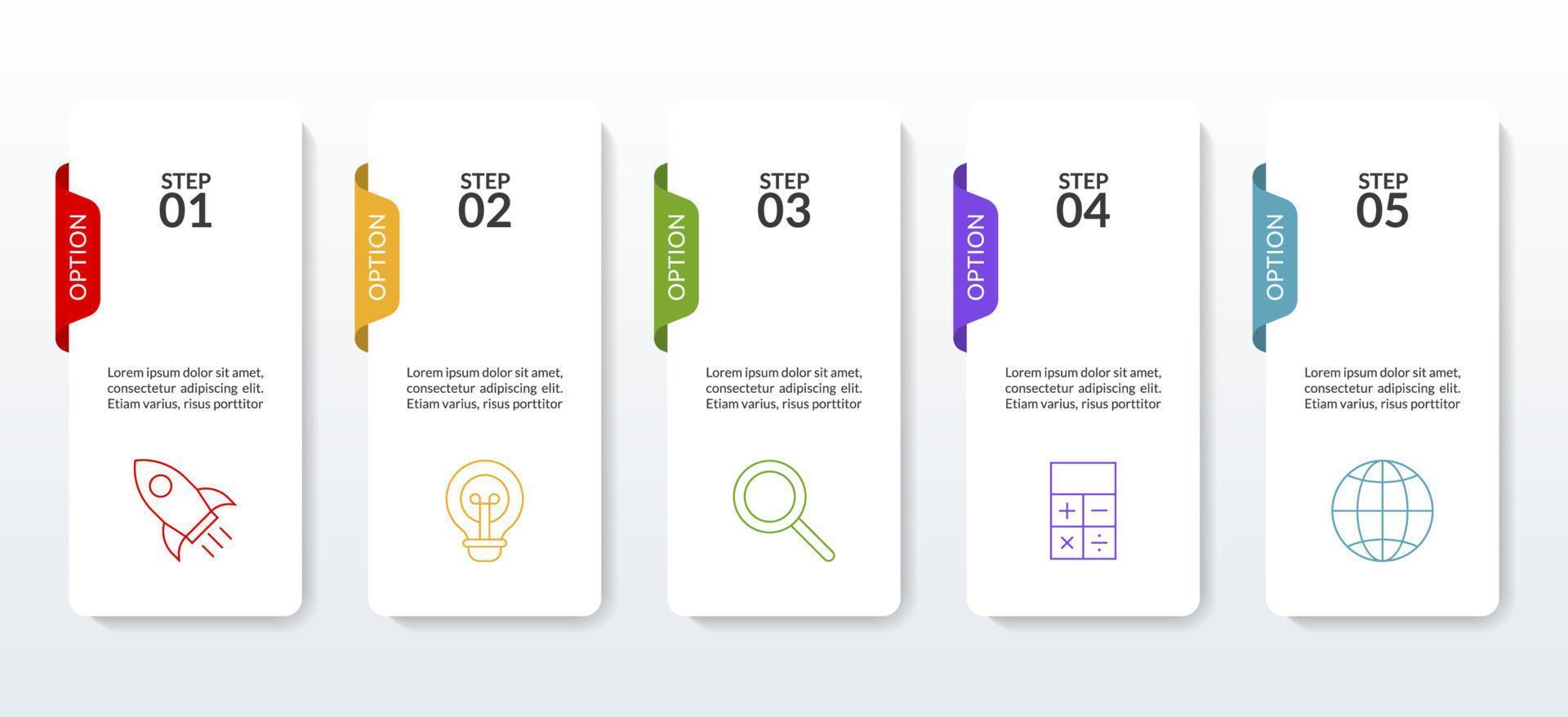 infographie conception modèle et Icônes avec 5 les options ou 5 pas vecteur