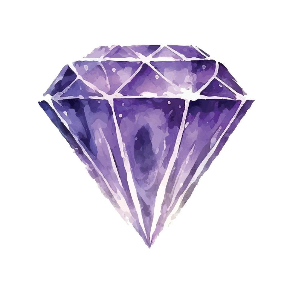 vecteur rose violet diamant cristal. aquarelle illustration.