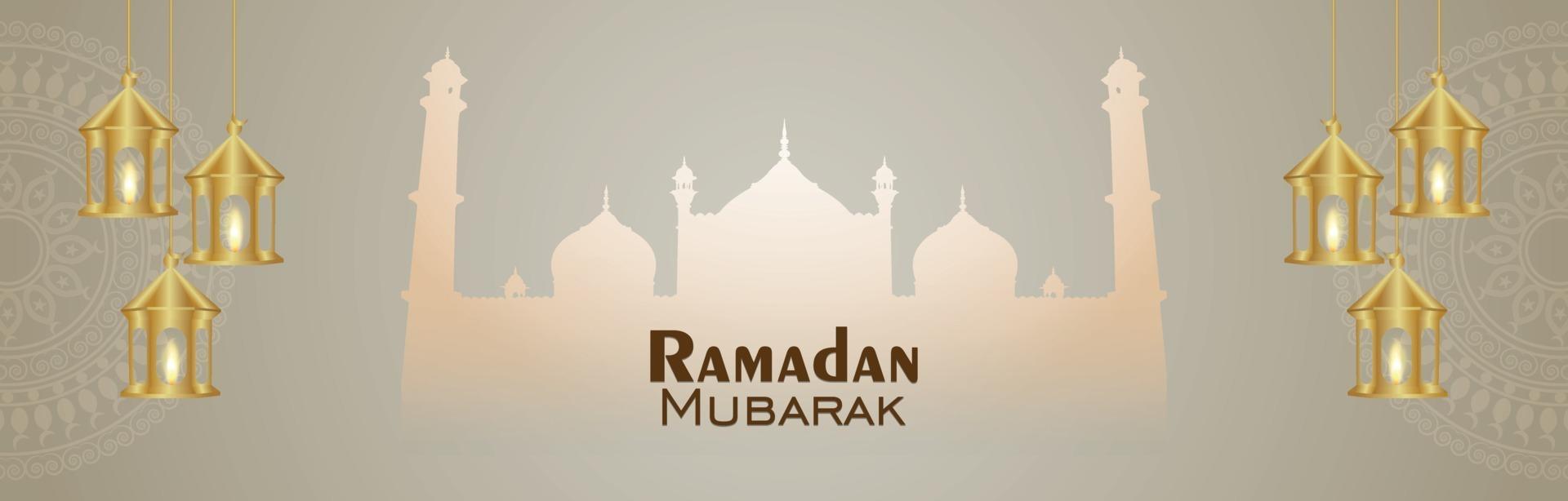 motif arabe lune et lanterne du festival islamique bannière ramadan kareem vecteur