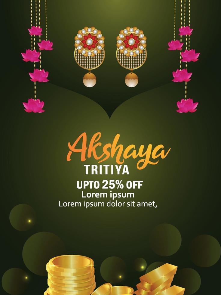 illustration vectorielle de carte de voeux de célébration akshaya tritiya avec boucles d'oreilles en or vecteur