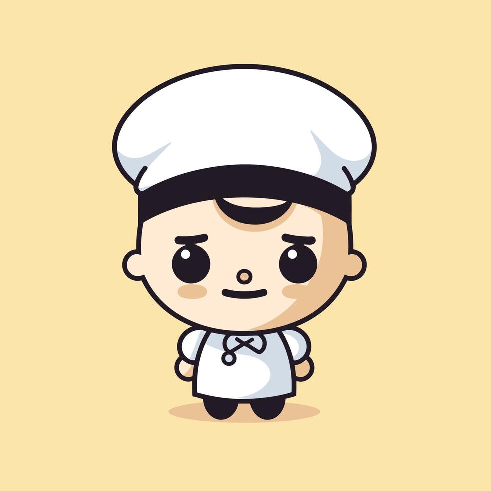 mignonne kawaii chef chibi mascotte vecteur dessin animé style