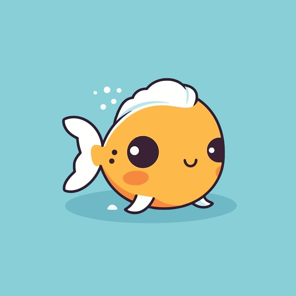 mignonne kawaii poisson chibi mascotte vecteur dessin animé style