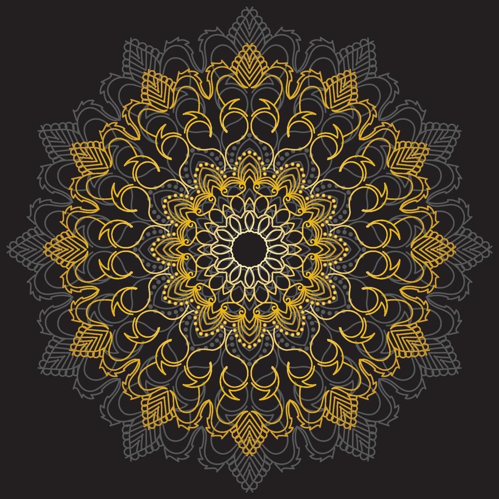 jolie fleur ornementale mandala or vecteur