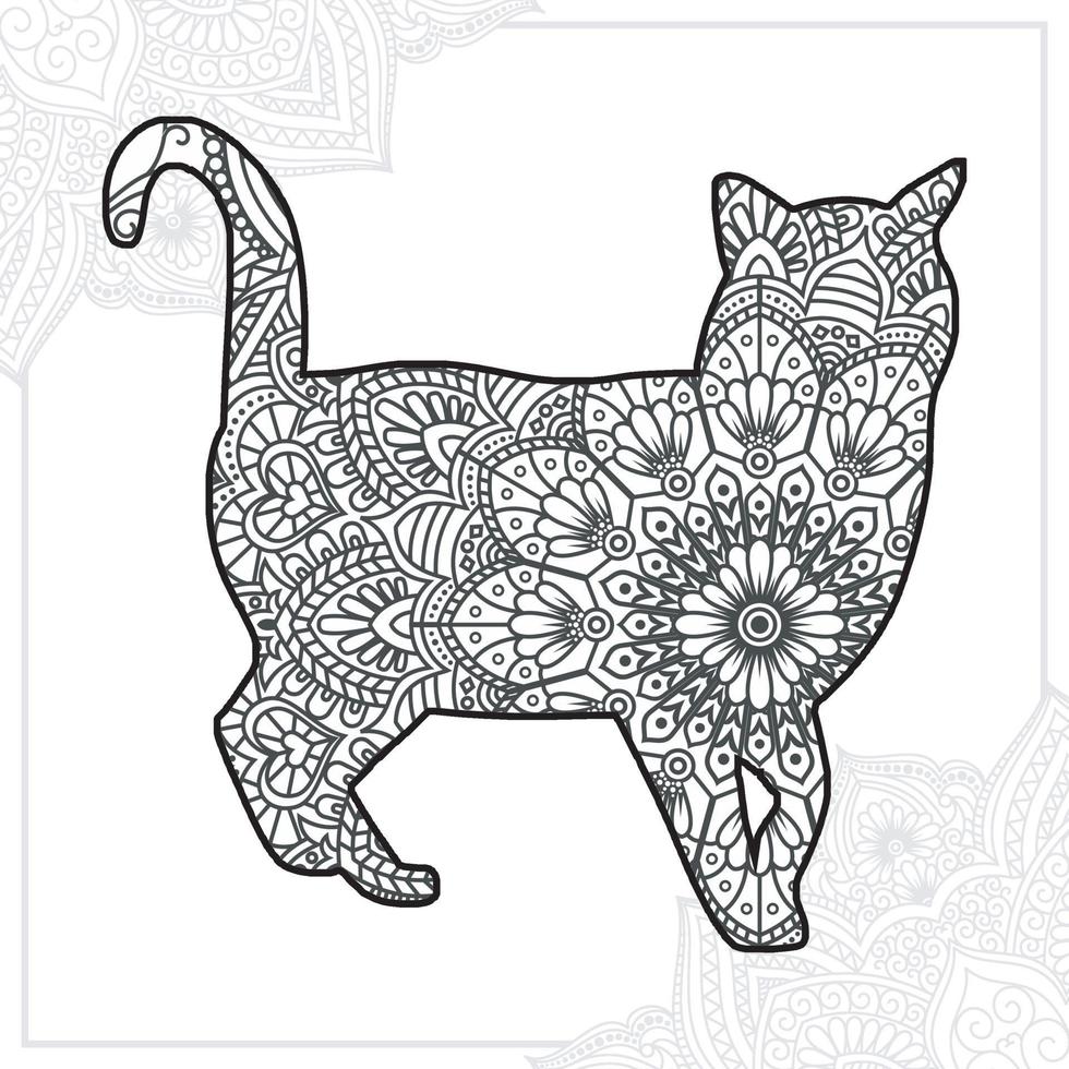 mandala de chat. éléments décoratifs vintage. motif oriental, illustration vectorielle. vecteur