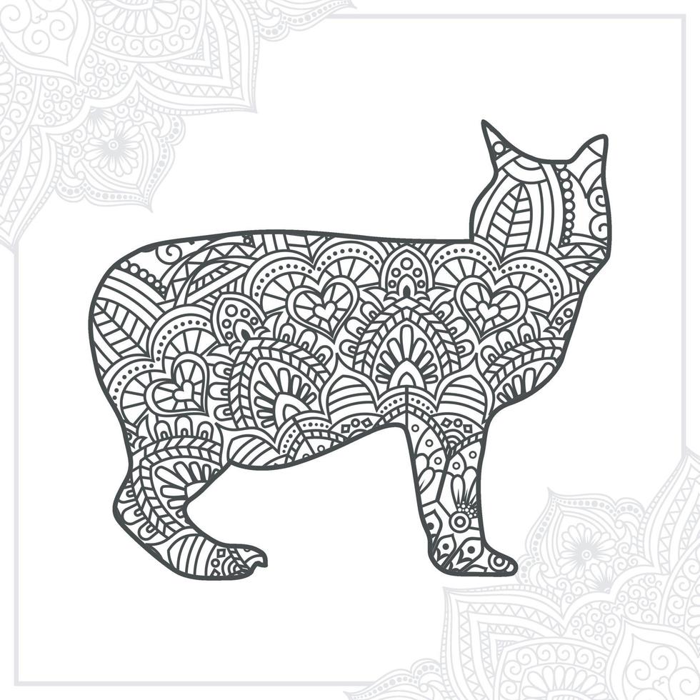 mandala de chat. éléments décoratifs vintage. motif oriental, illustration vectorielle. vecteur
