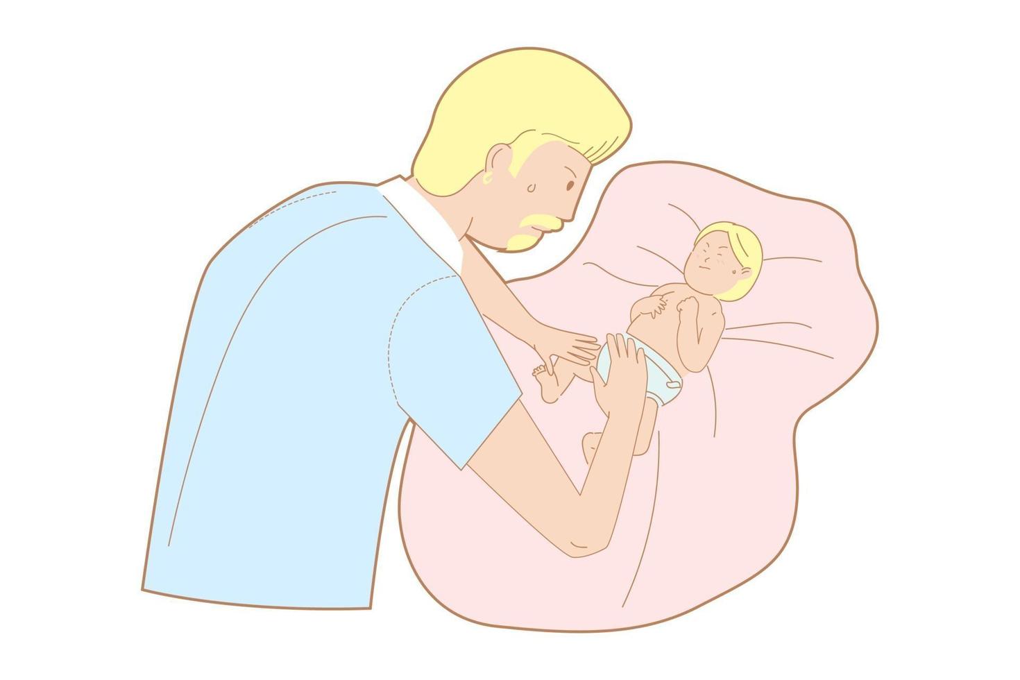 père jouant avec bébé vecteur