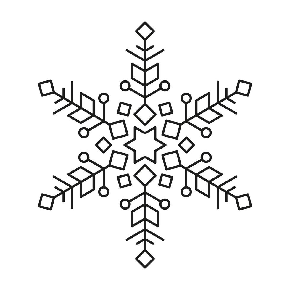 noir ligne vecteur flocons de neige icône. vecteur Noël et hiver ou Nouveau année symétrique conception.