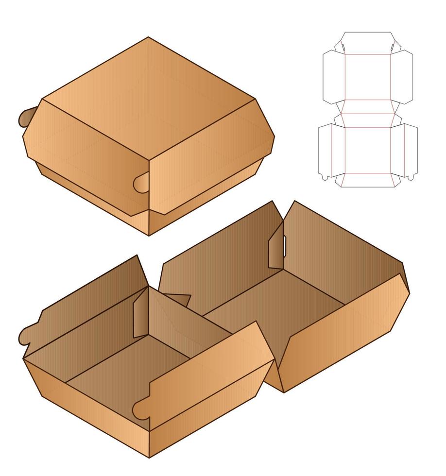 boîte d'emballage conception de modèle découpé. Maquette 3D vecteur