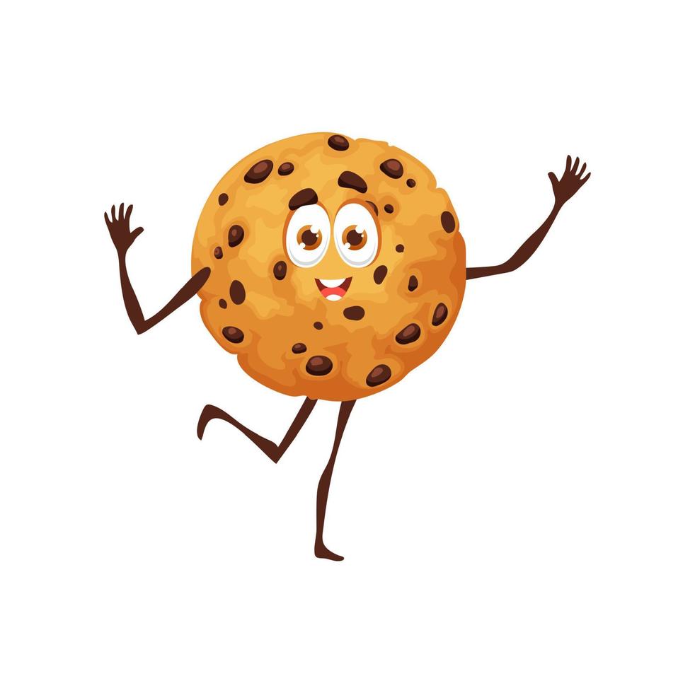 dessin animé biscuit marrant personnage avec choco frites vecteur