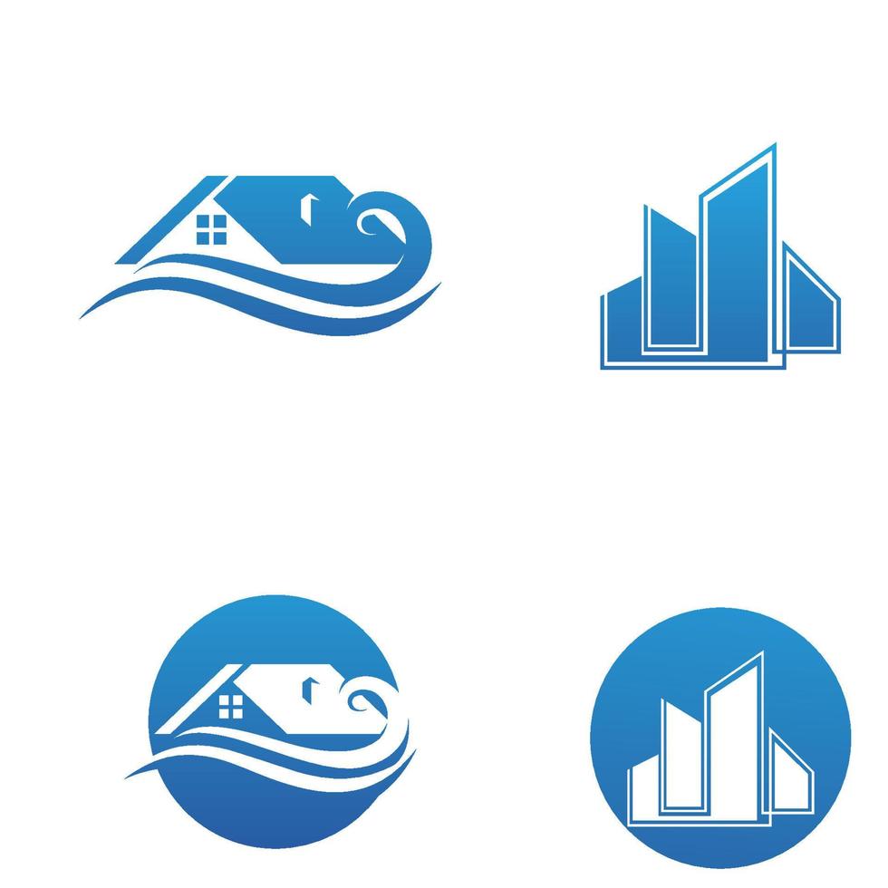 icônes de logo et de symboles de bâtiments d'accueil vecteur