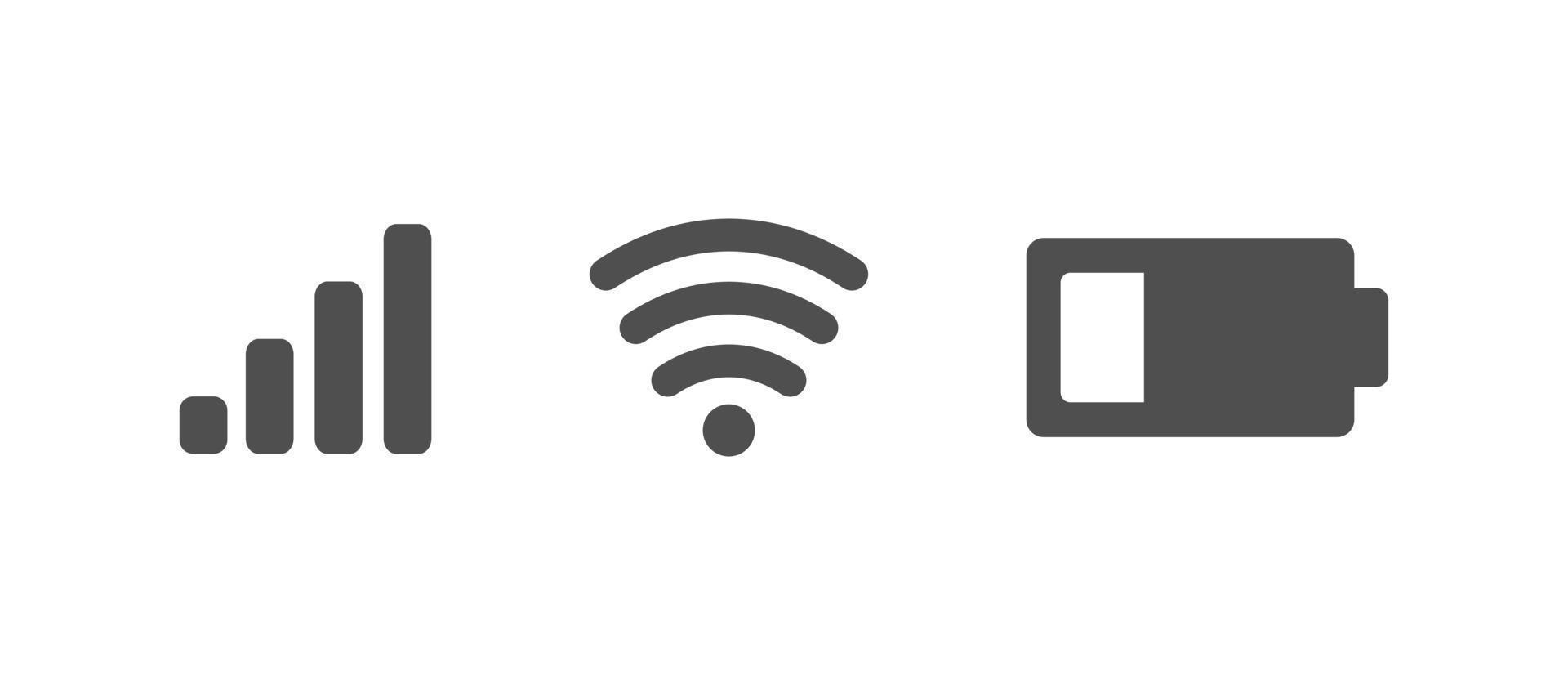 notification bar sans fil réseau batterie Icônes vecteur illustration