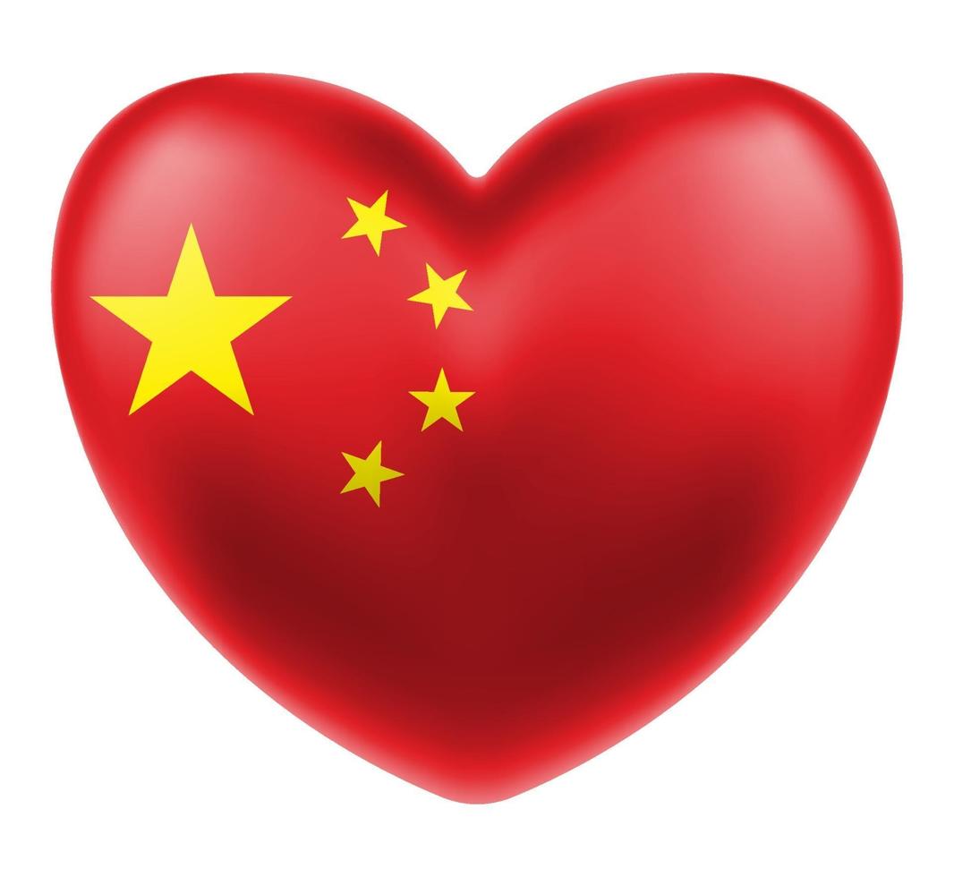 drapeau de la chine sur un vecteur de logo coeur amour