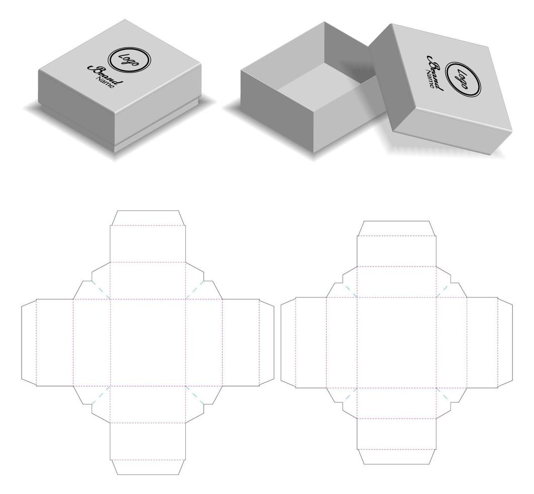 boîte d'emballage conception de modèle découpé. Maquette 3D vecteur