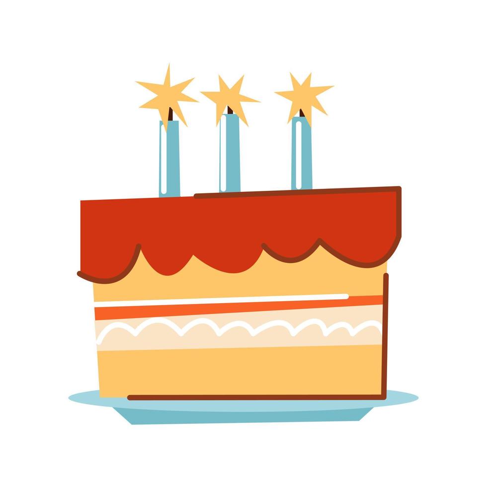 anniversaire gâteau avec une bougie. le concept de une anniversaire et une vacances. vecteur illustration
