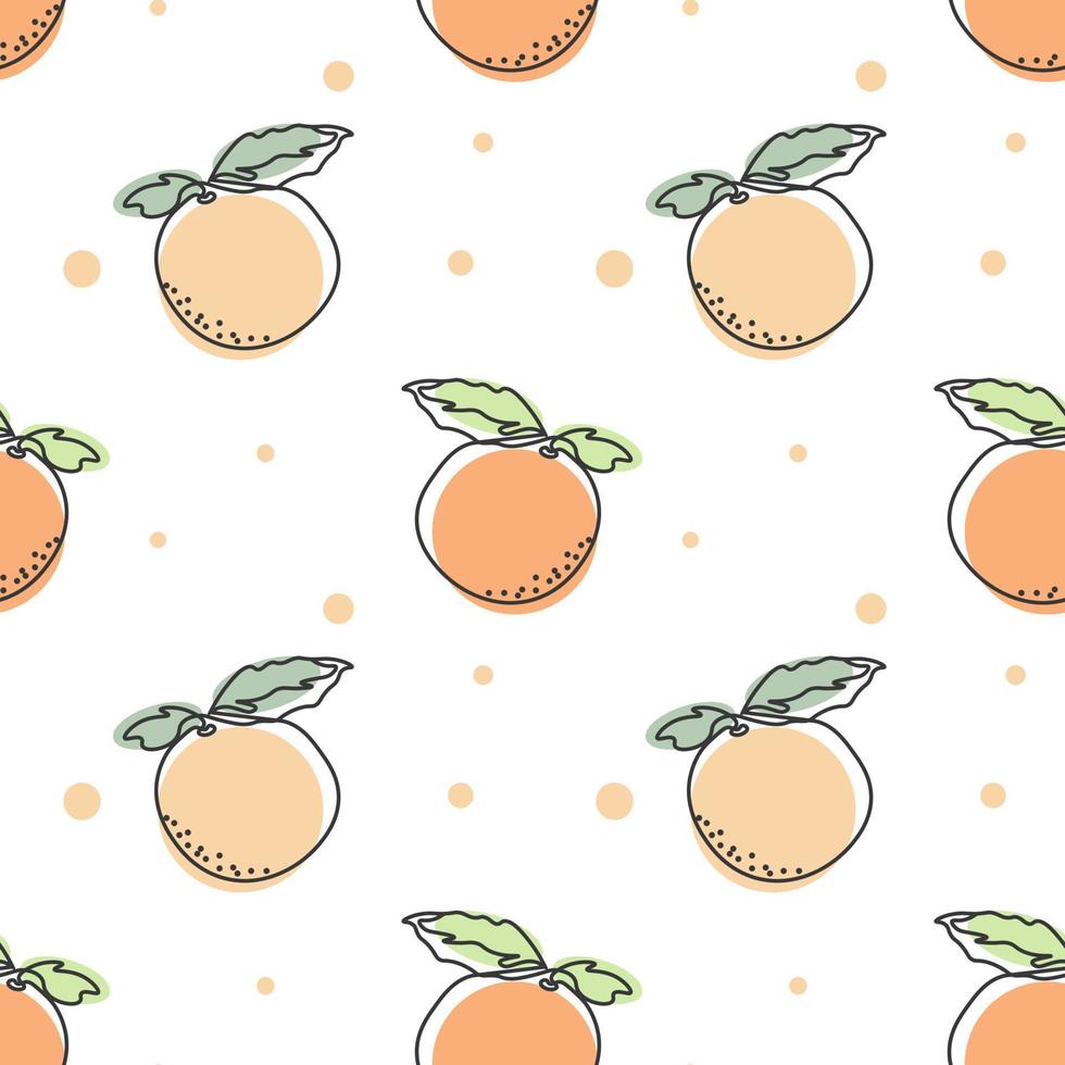 sans couture modèle, contour des oranges avec coloré taches sur une blanc Contexte. pastel couleurs. minimal moderne conception. fruit arrière-plan, vecteur