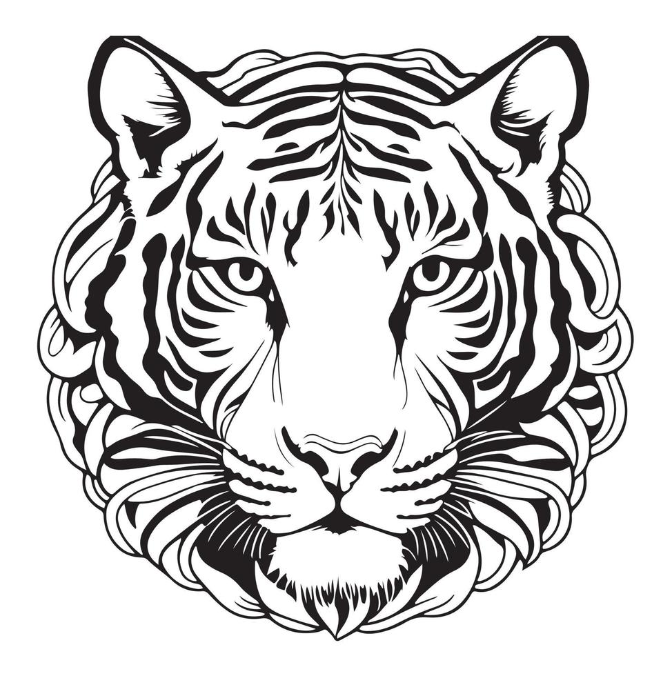 tigre chef.tribal tatouage conception.vecteur illustration prêt pour vinyle Coupe. vecteur