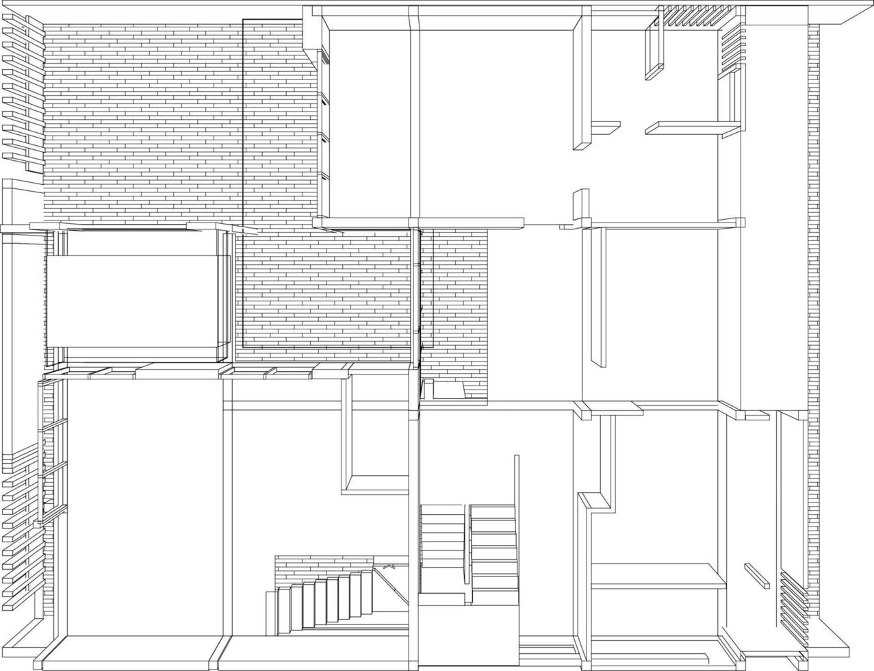 3d illustration du projet de construction vecteur