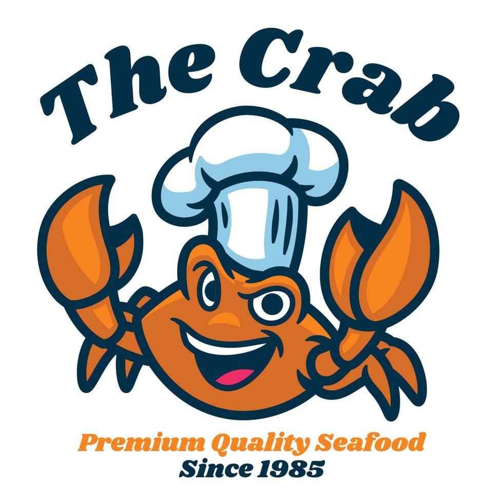 Crabe dessin animé mascotte Fruit de mer logo vecteur