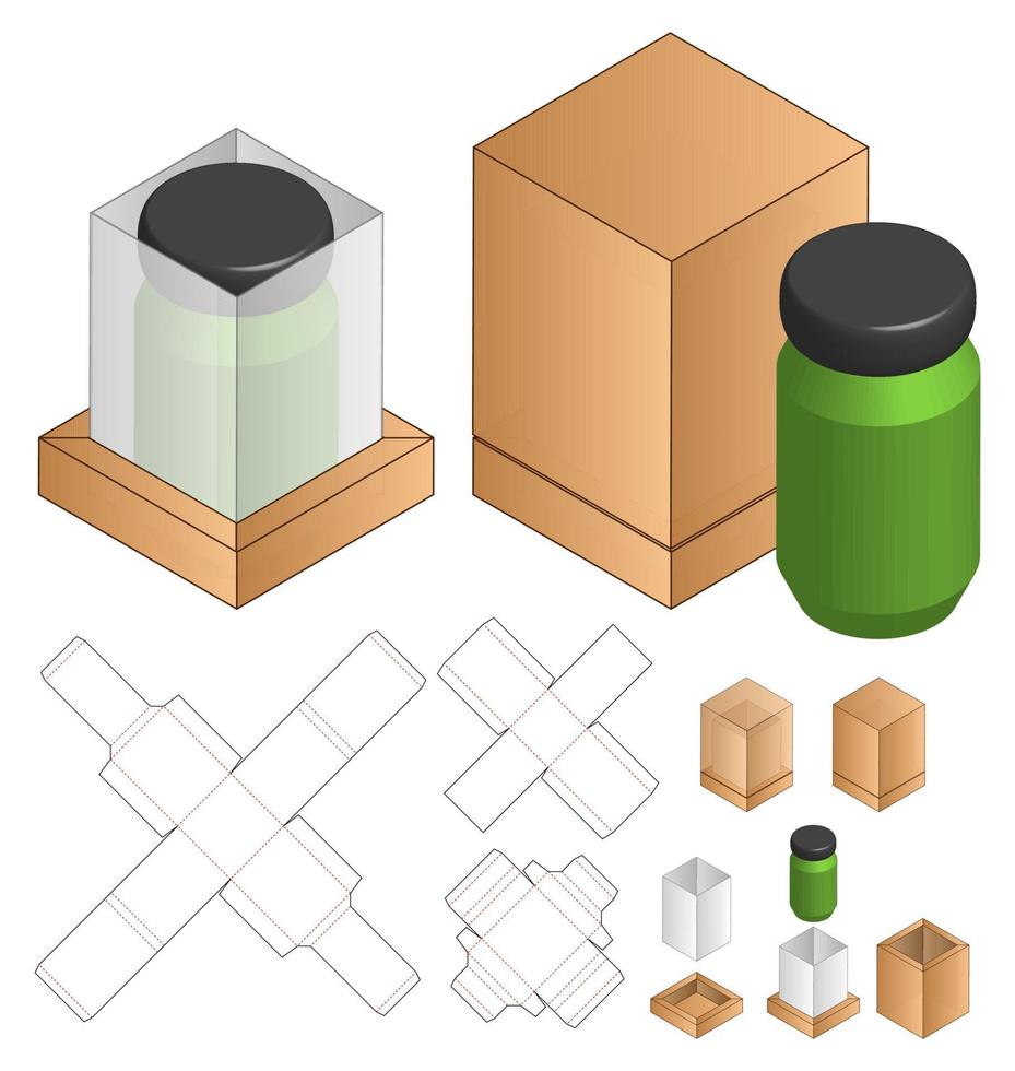 boîte d'emballage conception de modèle découpé. Maquette 3D vecteur