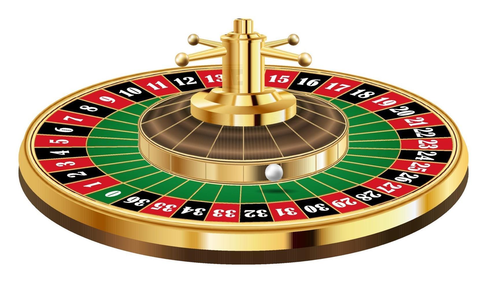 Roulette de casino avec ballon sur fond blanc vecteur
