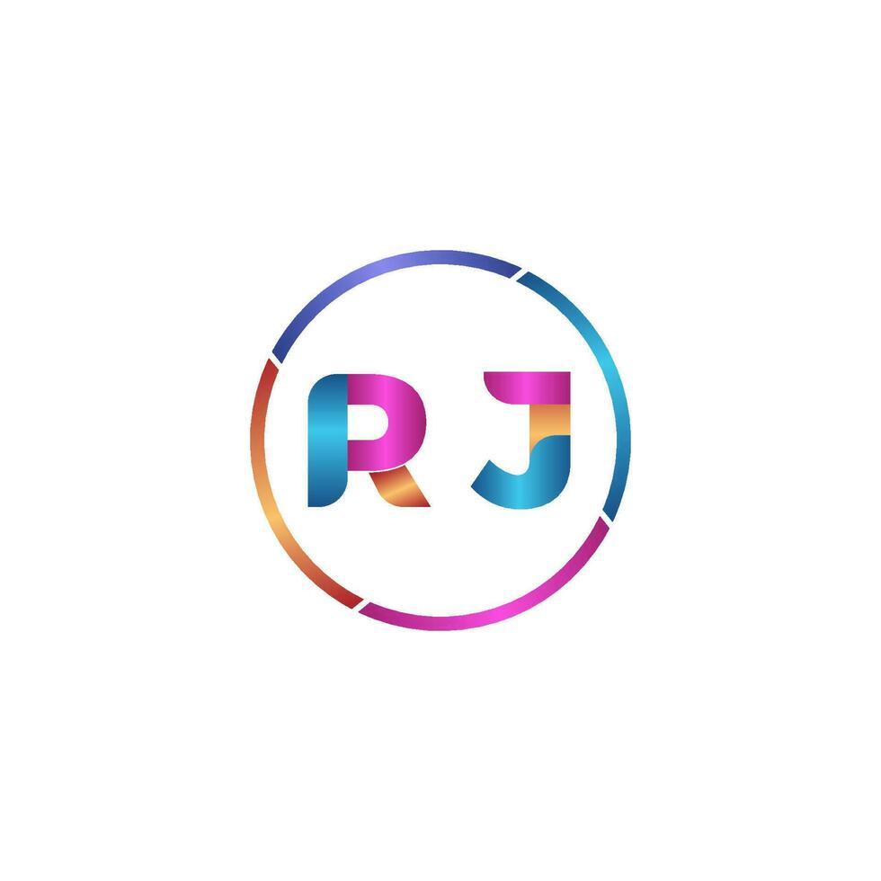 lettre rj coloré logo prime élégant modèle vecteur