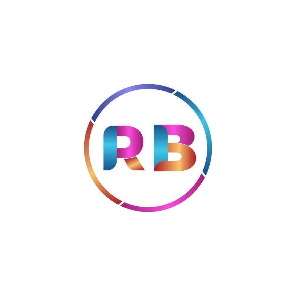 lettre rb coloré logo prime élégant modèle vecteur