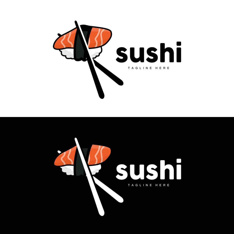 Sushi logo, Japonais vite nourriture conception, vecteur icône modèle symbole