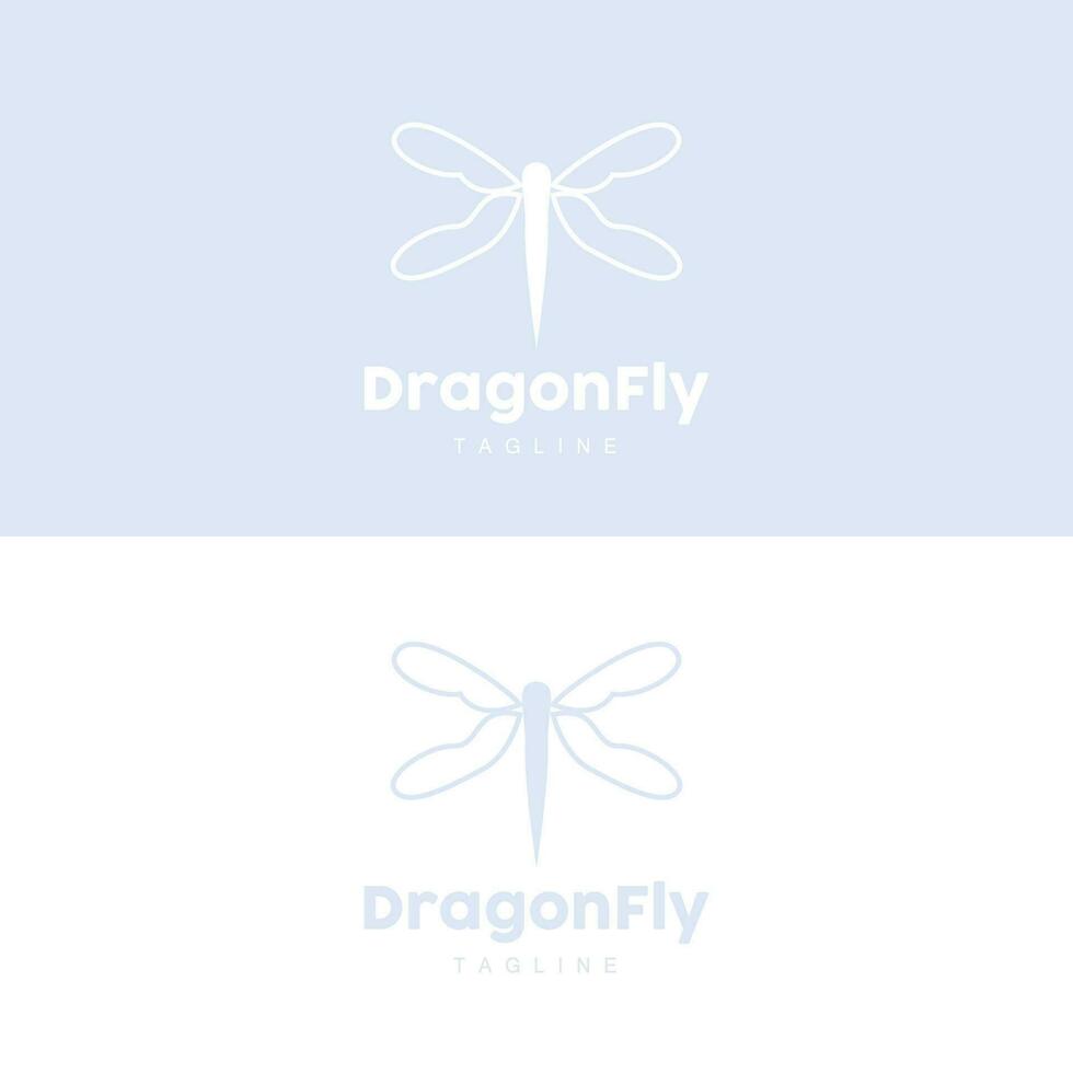 libellule logo, en volant animal conception, vecteur Facile ligne style, icône symbole illustration
