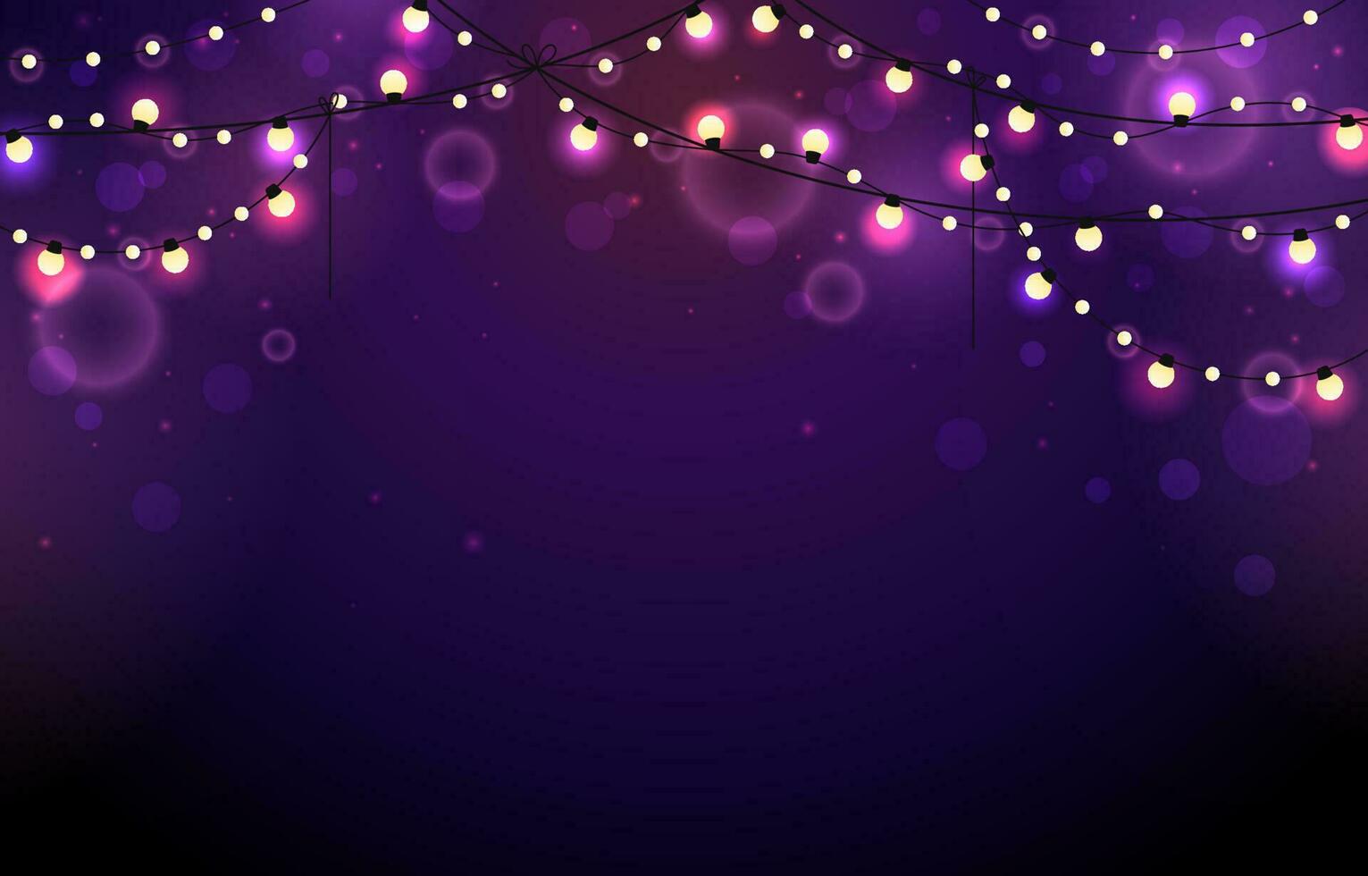 embrasé lumière ampoules sur violet Contexte vecteur
