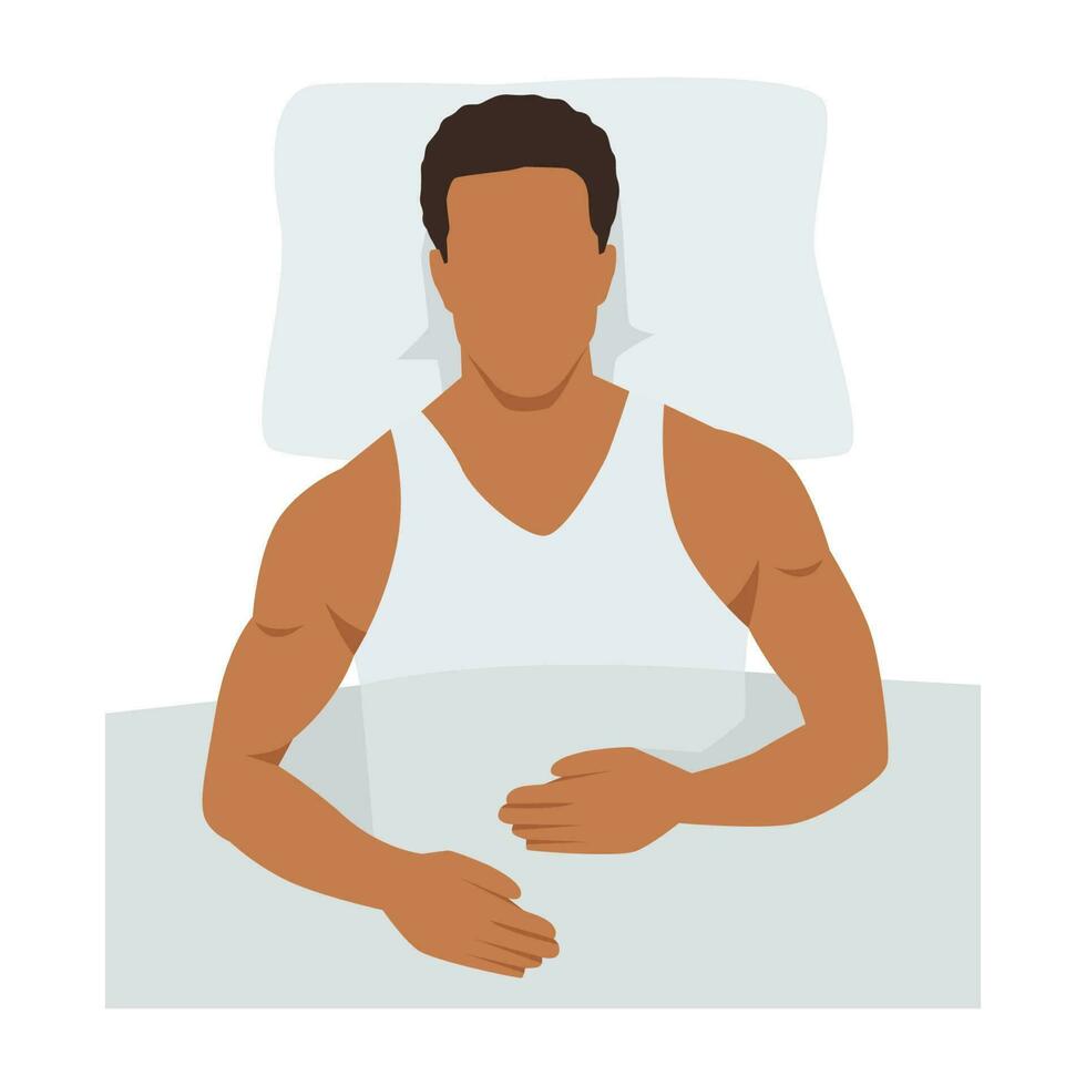 homme dormant après l'entraînement pour la récupération musculaire. sommeil profond. illustration de vecteur plat isolé sur fond blanc