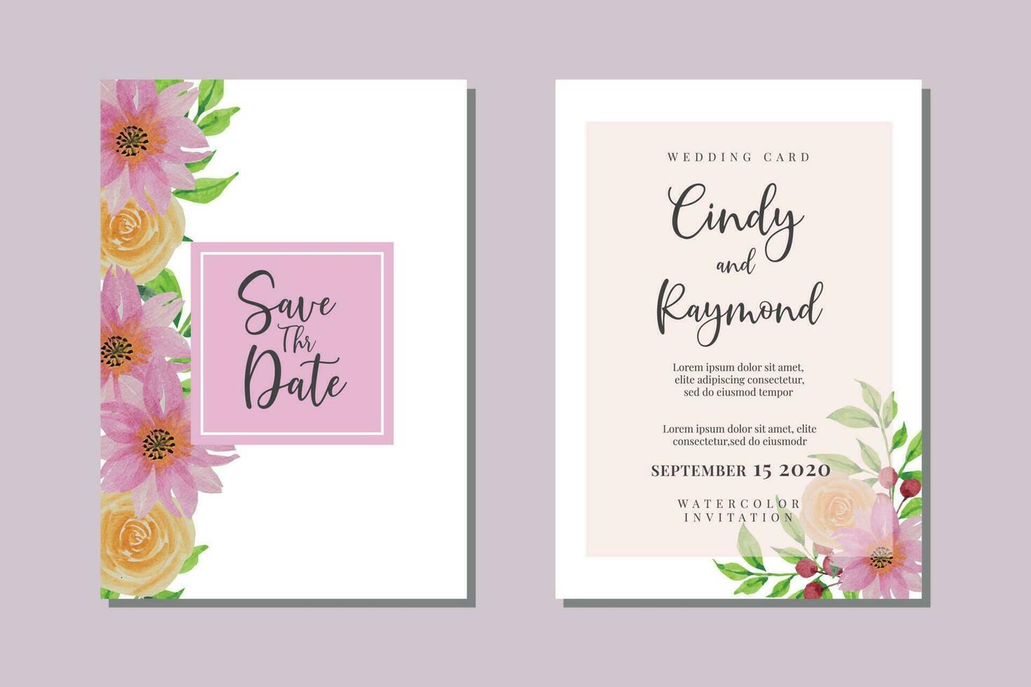 mariage invitation rose fleur vecteur