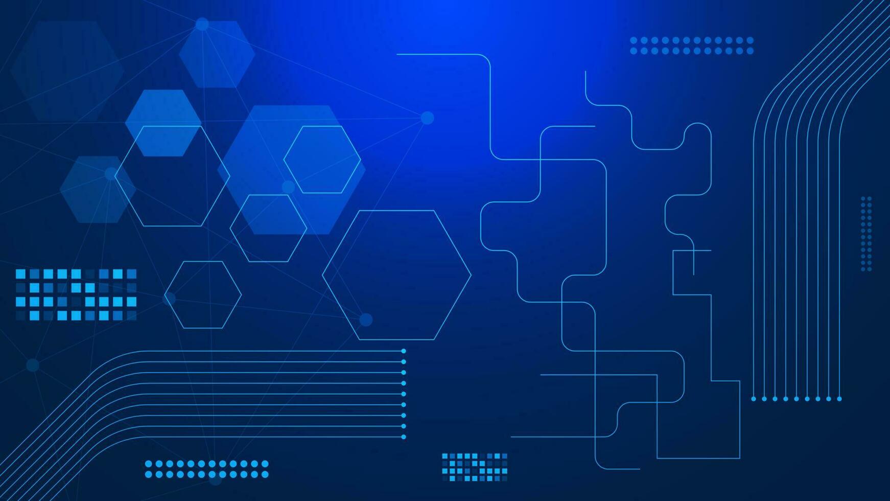 numérique gros Les données visualisation. ligne lien et hexagonal formes sur bleu La technologie Contexte conception. vecteur illustration.