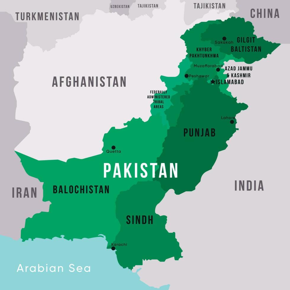 Pakistan pays et Capitale ville plein carte vecteur