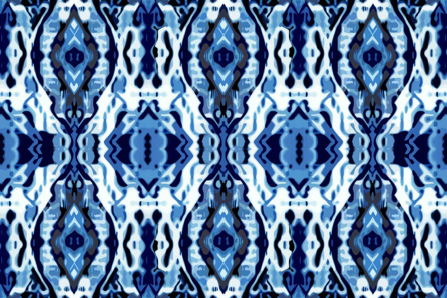 en tissu textile ikat géométrique folklore ornement sans couture modèle bleu Ton. abstrait graphique ligne ethnique traditionnel populaire antique tribal moderne fleuri luxe élégant minimal ancien rétro style. vecteur