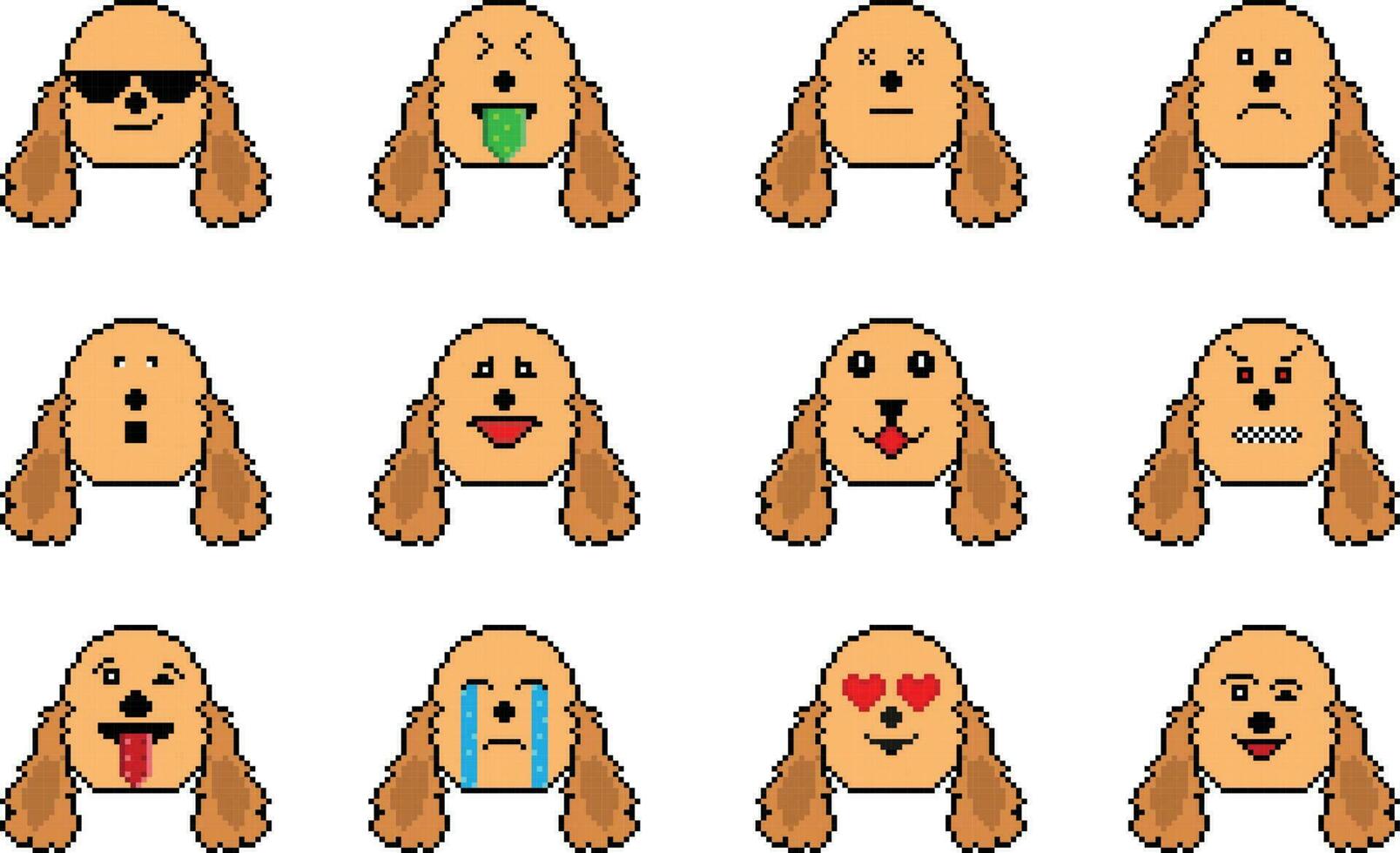 le chien pixel emoji émoticône collection vecteur