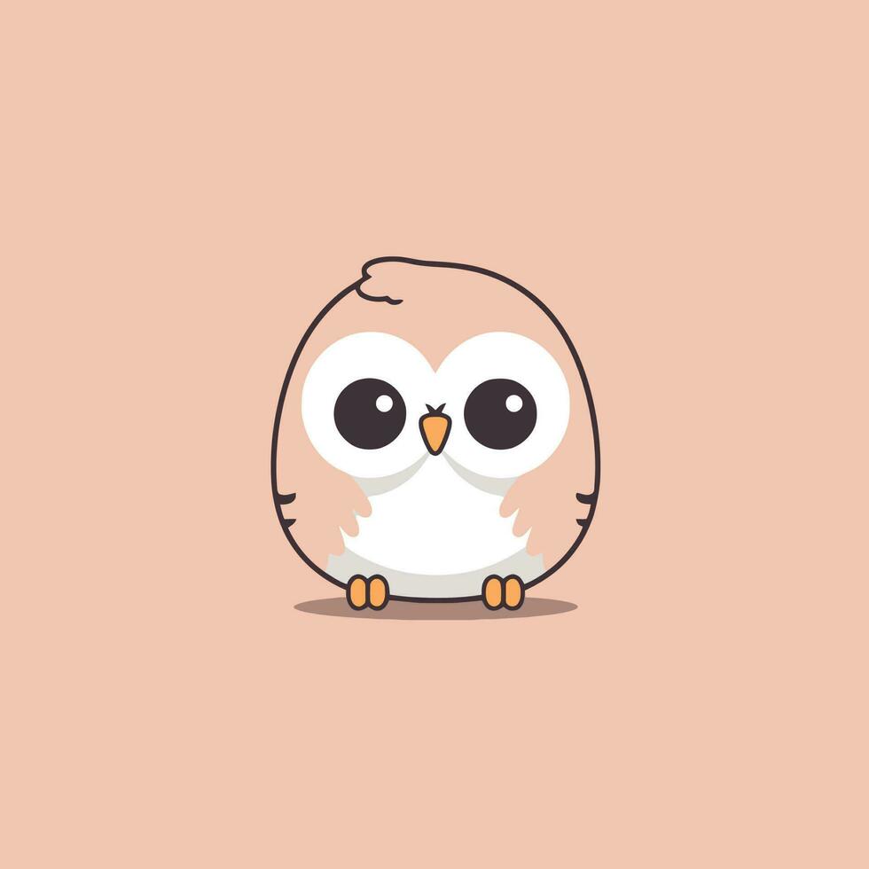 mignonne kawaii hibou chibi mascotte vecteur dessin animé style