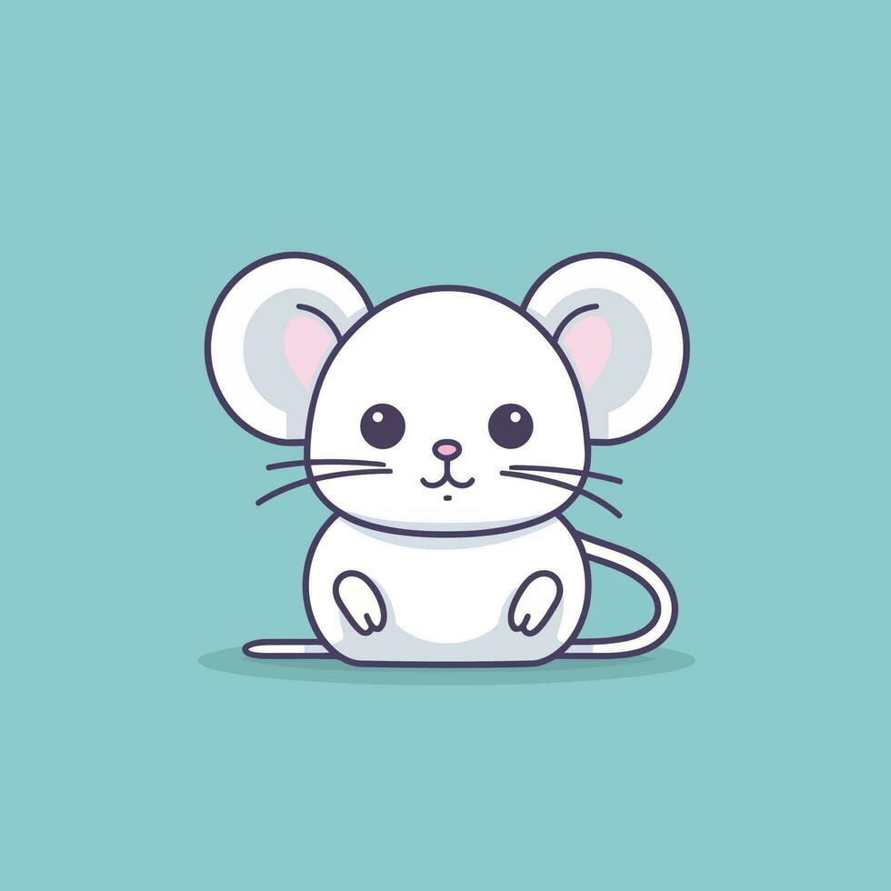 mignonne kawaii rat chibi mascotte vecteur dessin animé style