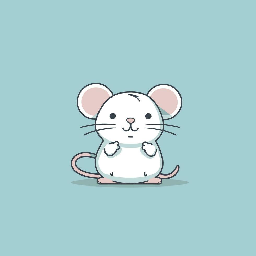 mignonne kawaii rat chibi mascotte vecteur dessin animé style