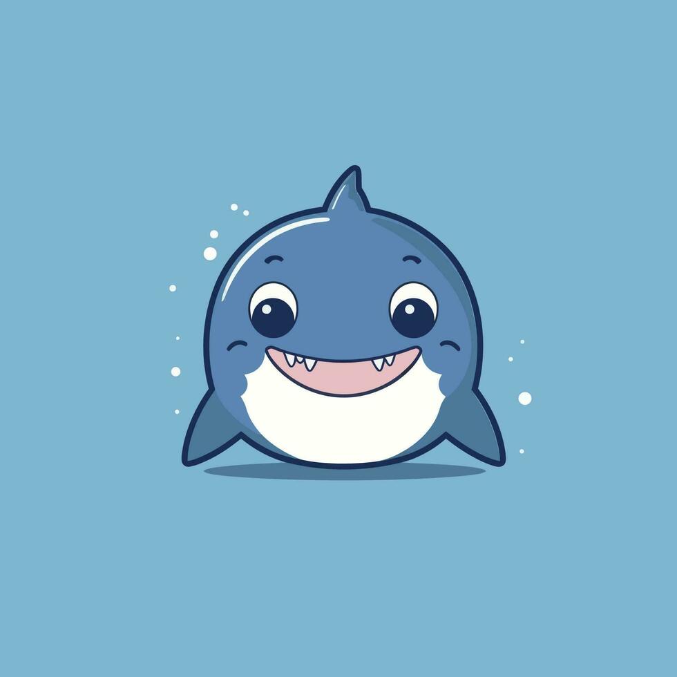 mignonne kawaii requin chibi mascotte vecteur dessin animé style