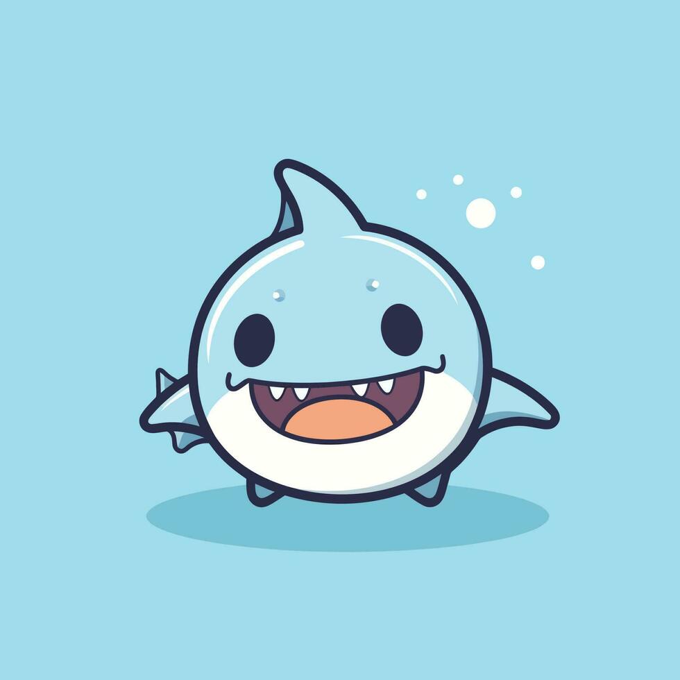 mignonne kawaii requin chibi mascotte vecteur dessin animé style