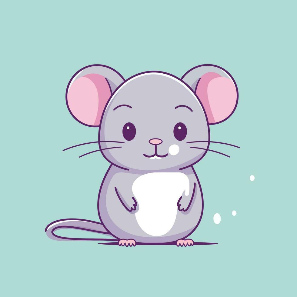 mignonne kawaii rat chibi mascotte vecteur dessin animé style